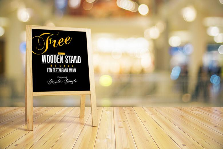wooden stand chalkboard menu mockup the creative feed